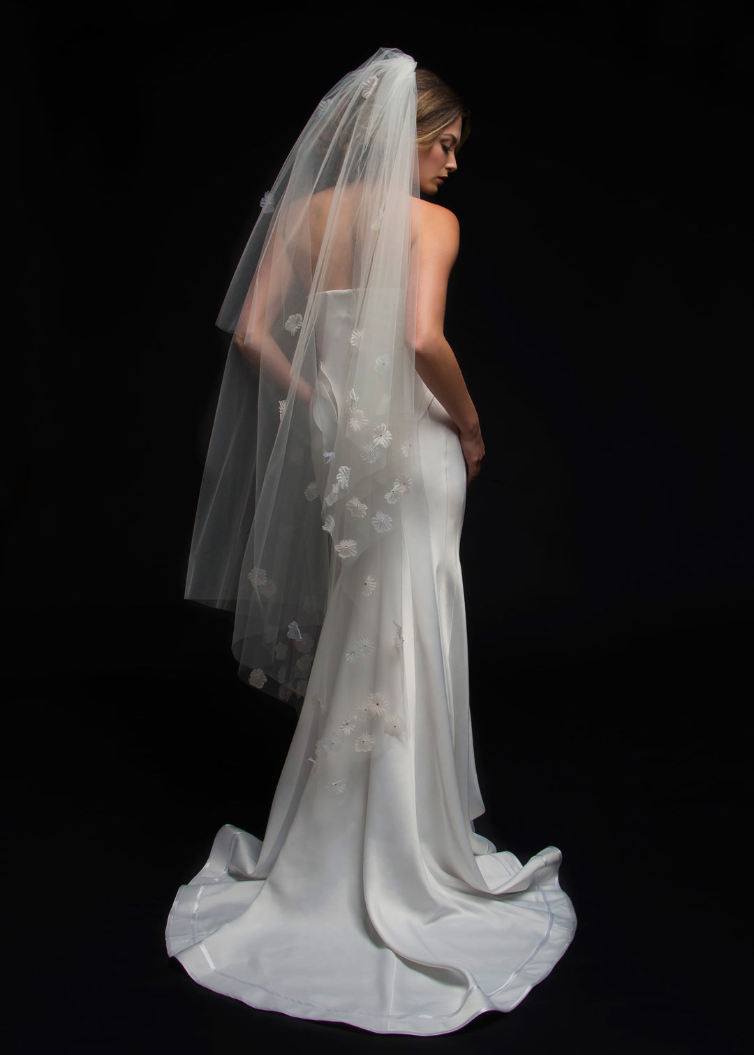 Delilah Two-Tier Handkerchief Waltz Multi-Color Floral Veil