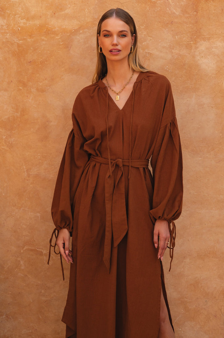 Denise Long Sleeve Linen Kimono Dress by Bali Lane