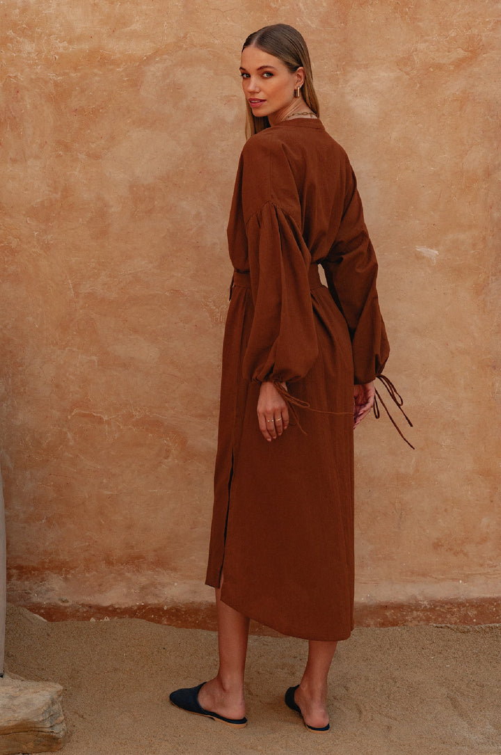 Denise Long Sleeve Linen Kimono Dress by Bali Lane