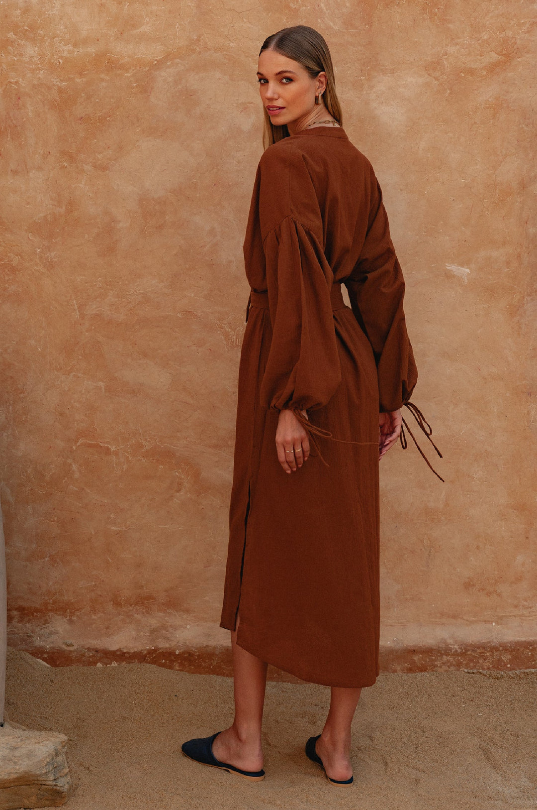 Denise Long Sleeve Linen Kimono Dress by Bali Lane