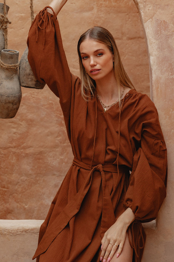 Denise Long Sleeve Linen Kimono Dress by Bali Lane