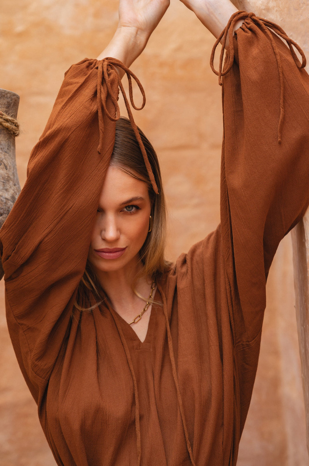 Denise Long Sleeve Linen Kimono Dress by Bali Lane