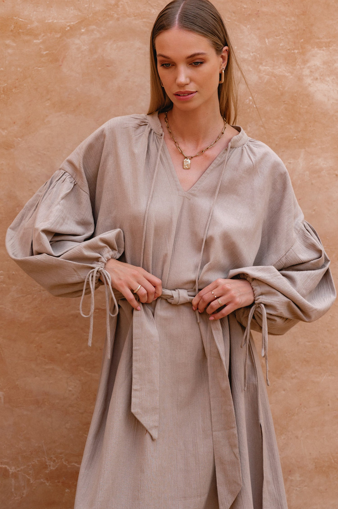 Denise Long Sleeve Linen Kimono Dress by Bali Lane