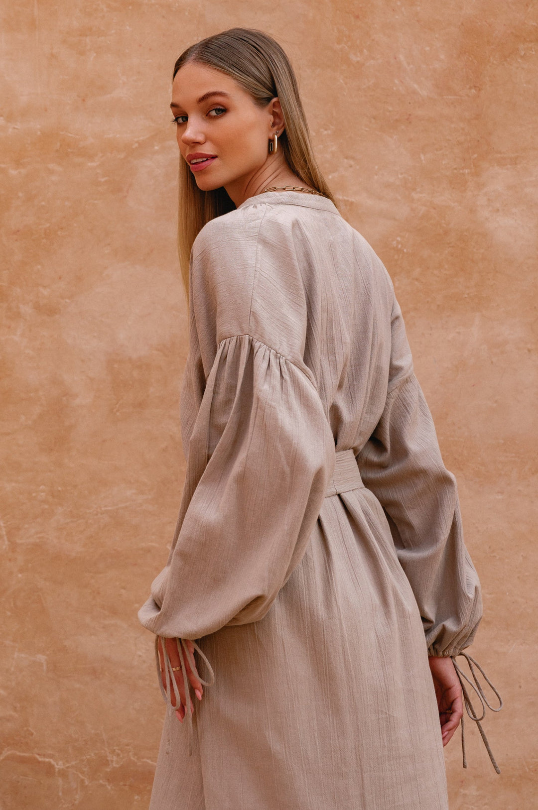 Denise Long Sleeve Linen Kimono Dress by Bali Lane