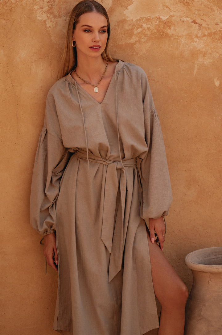 Denise Long Sleeve Linen Kimono Dress by Bali Lane