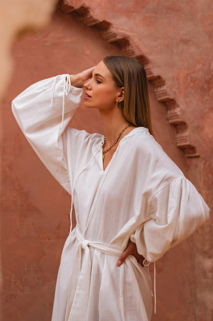 Denise Long Sleeve Linen Kimono Dress by Bali Lane