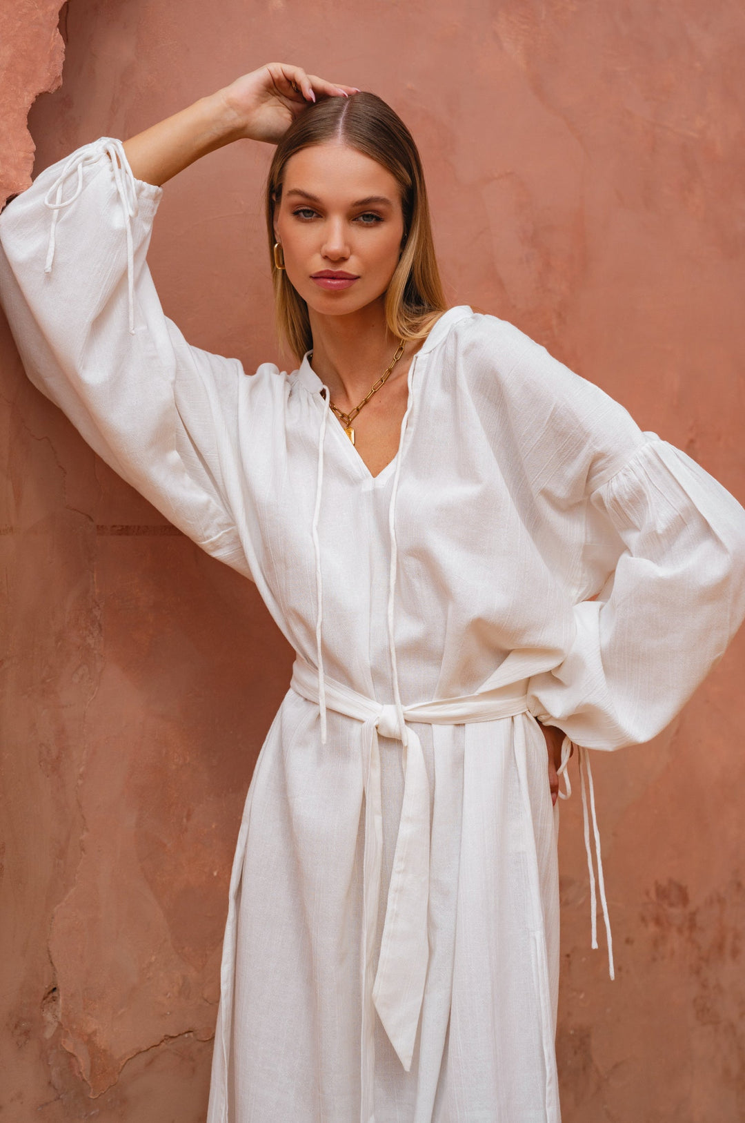 Denise Long Sleeve Linen Kimono Dress by Bali Lane