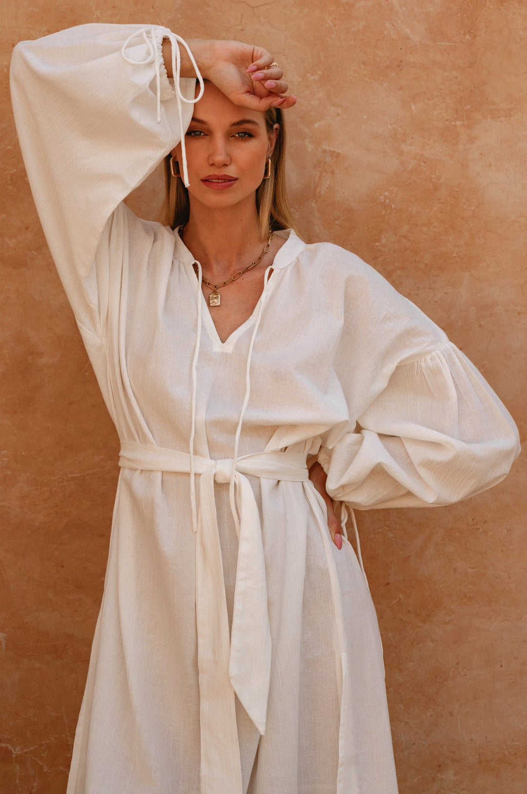 Denise Long Sleeve Linen Kimono Dress by Bali Lane