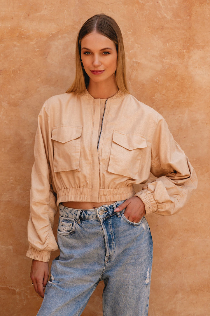 Denver Linen Bomber Jacket by Bali Lane