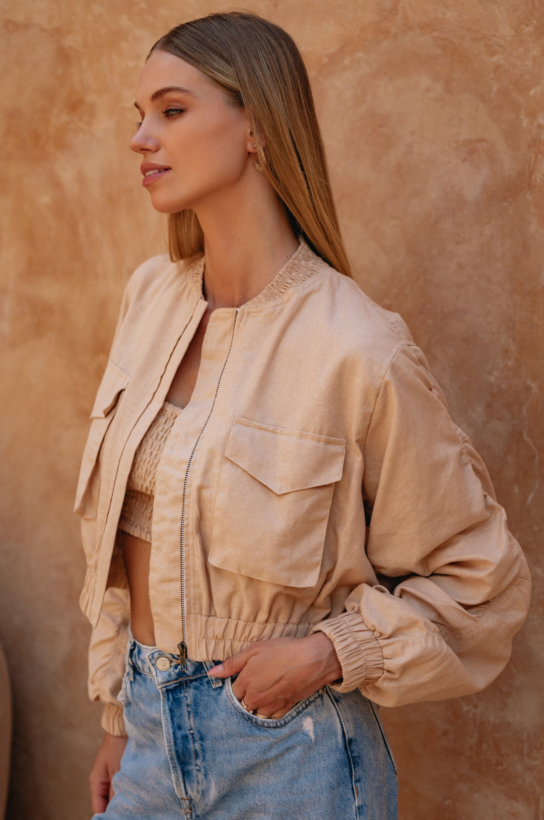 Denver Linen Bomber Jacket by Bali Lane