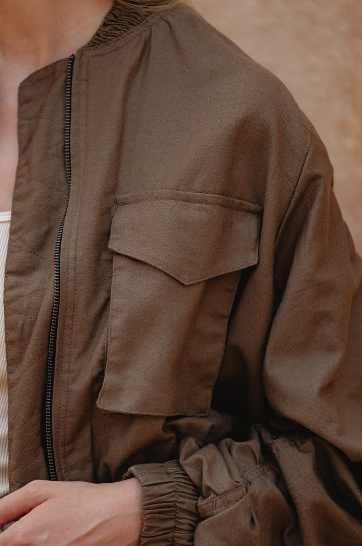 Denver Linen Bomber Jacket by Bali Lane