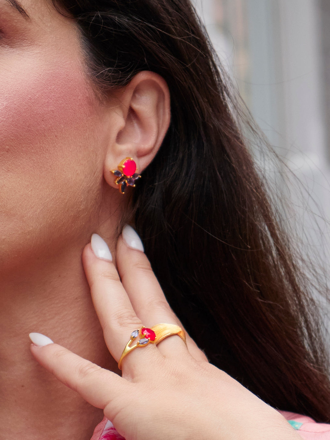 Blooming Fan Studs by Ash & Rose