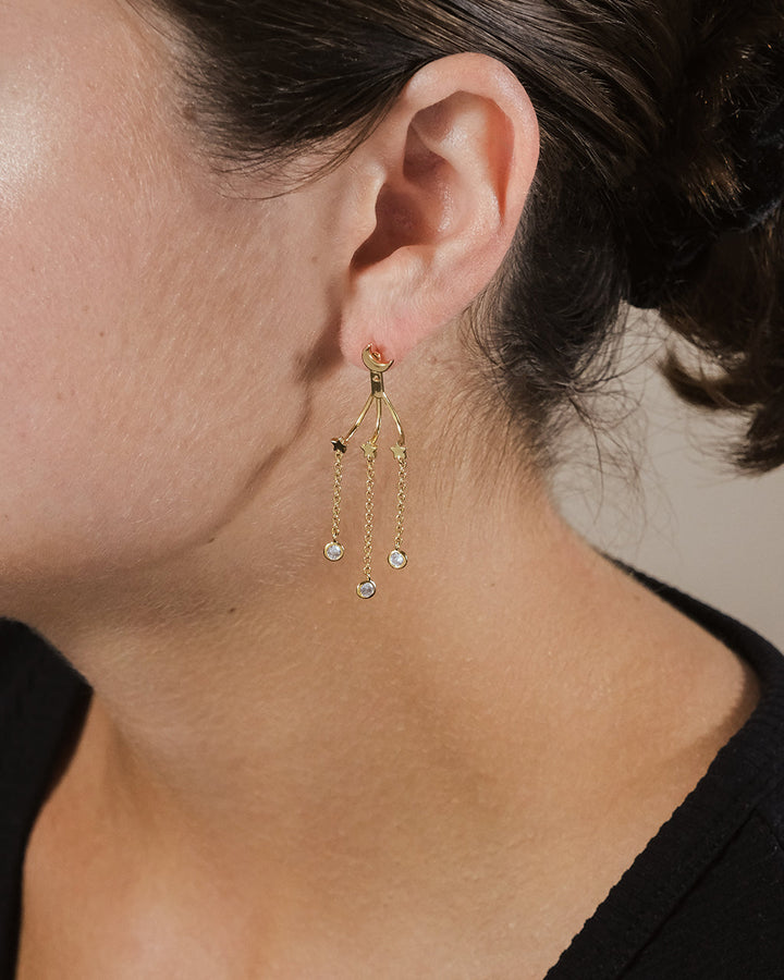 Moon & Star Jacket Earrings