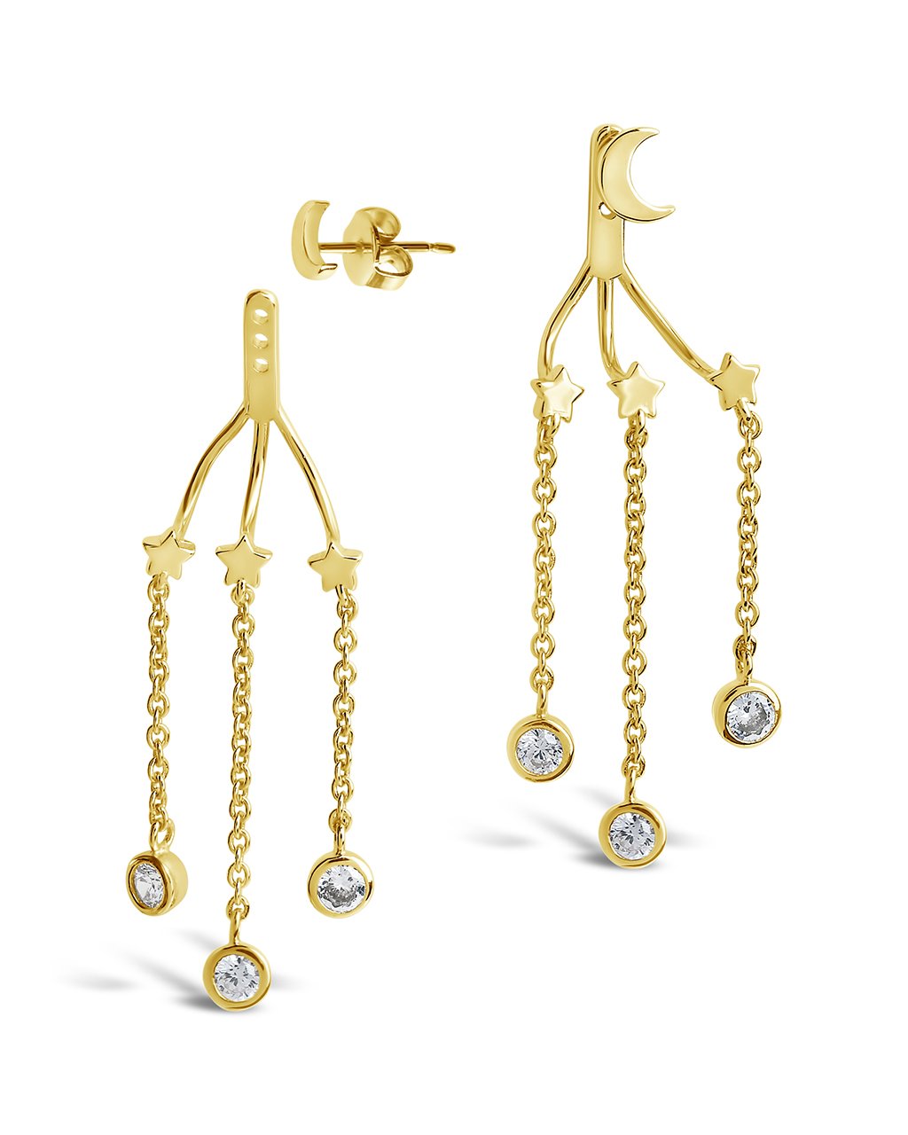 Moon & Star Jacket Earrings