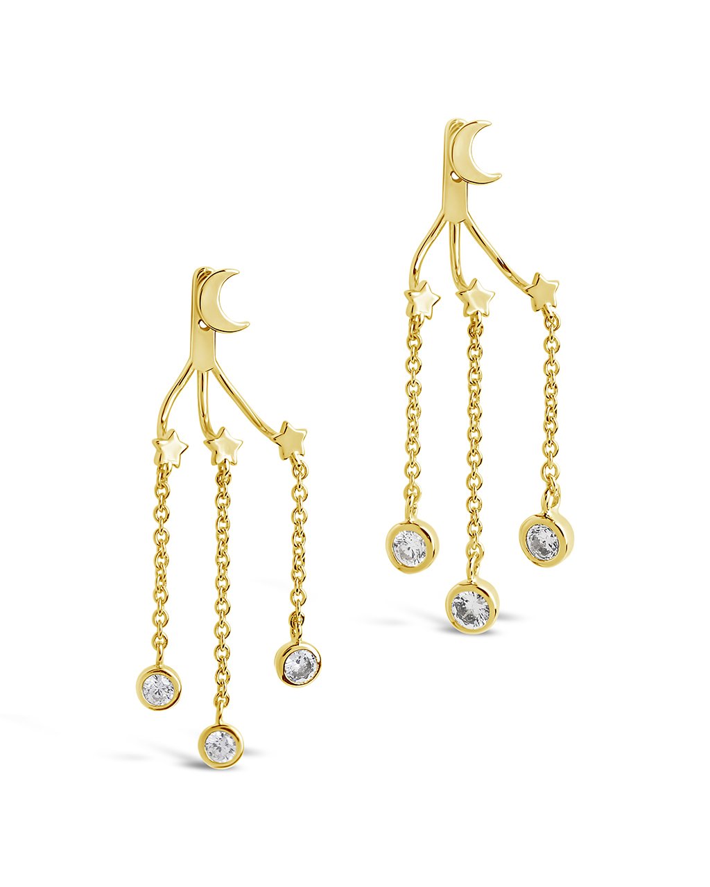 Moon & Star Jacket Earrings