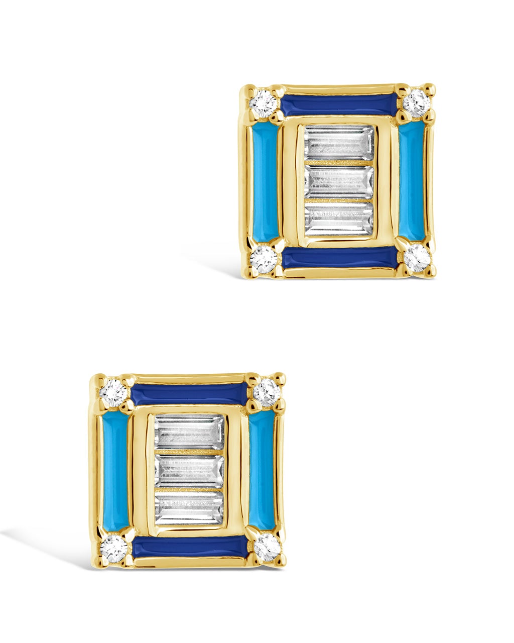 Luella CZ & Enamel Square Stud Earrings by Sterling Forever