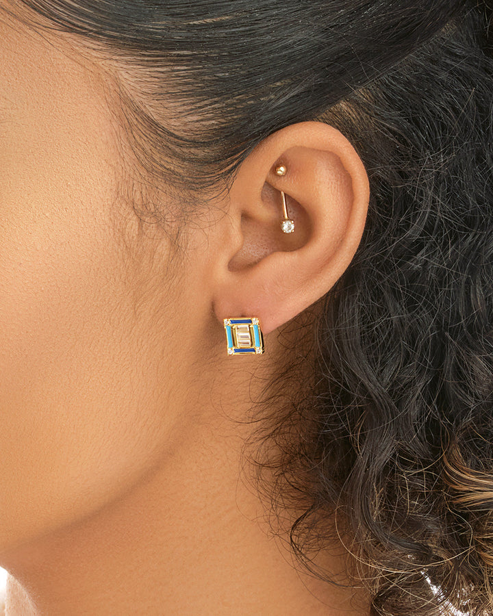 Luella CZ & Enamel Square Stud Earrings by Sterling Forever