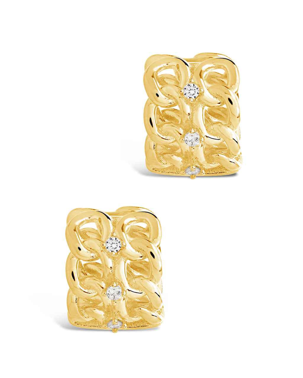 Carleene CZ Chain Huggie Hoop Earrings by Sterling Forever