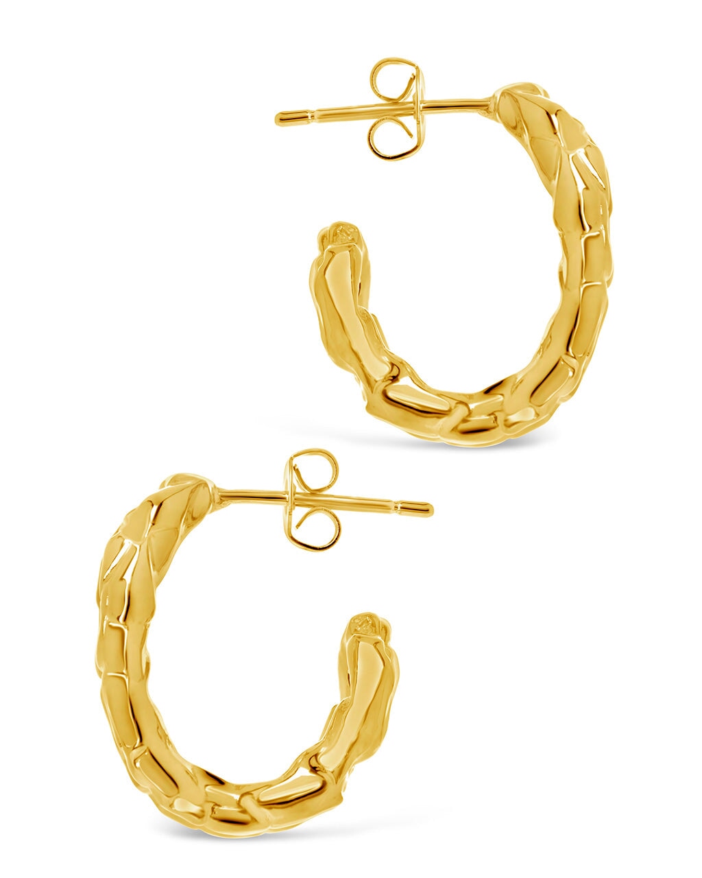 Mavis CZ Molten Metal Folded Hoop Earrings by Sterling Forever