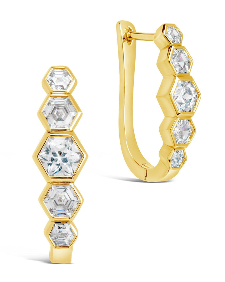 Gia Geometric CZ Latch Hoop Earrings by Sterling Forever