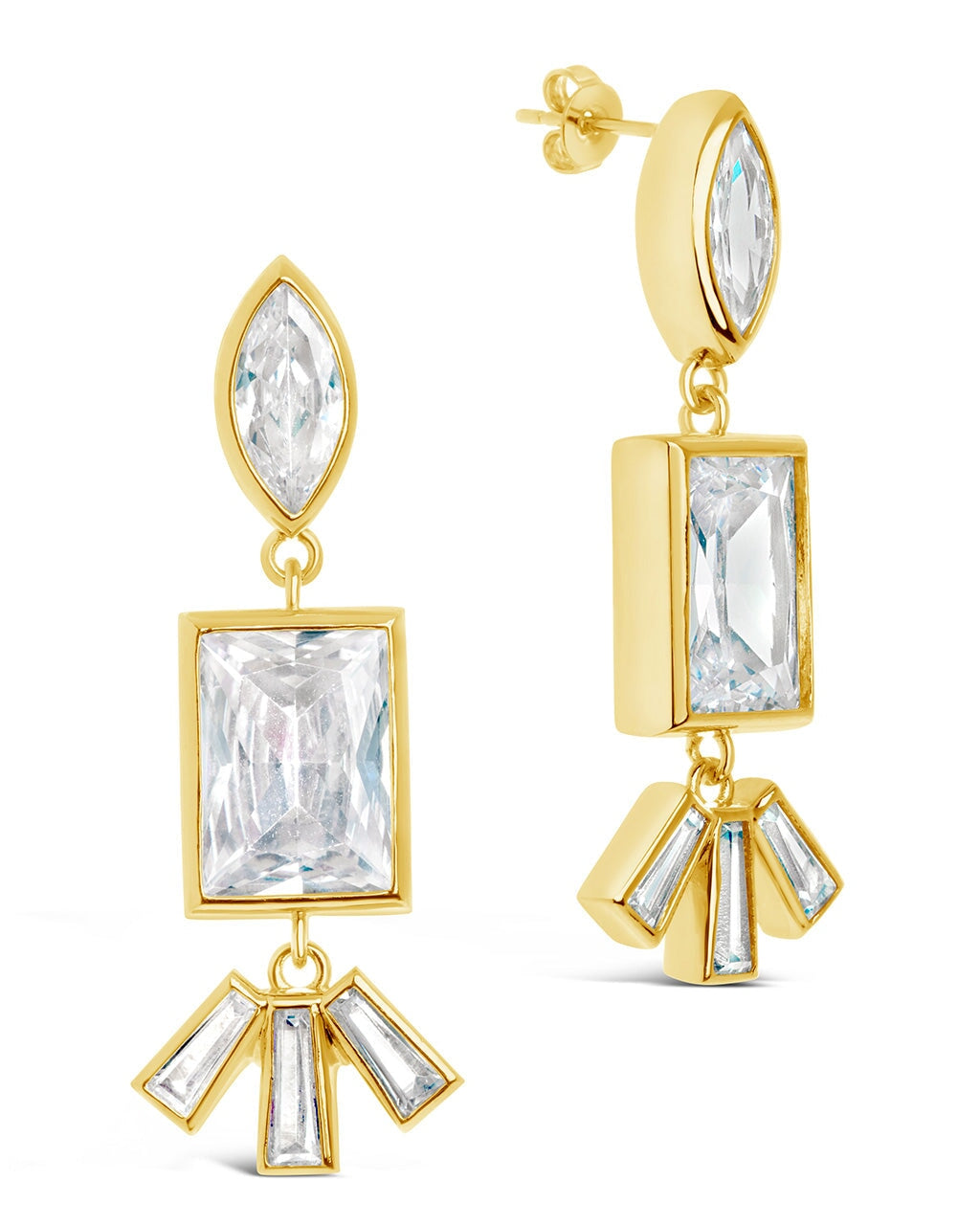 Bella Square & Oval CZ Drop Earrings by Sterling Forever