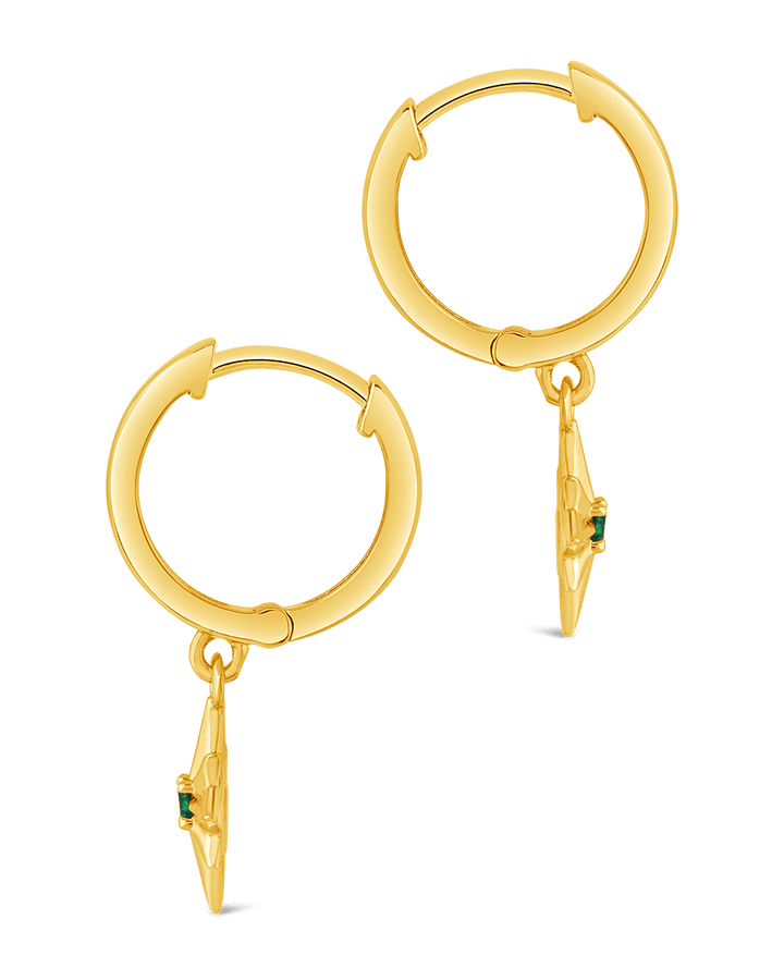 Demi CZ Burst Charm Hoop Earrings