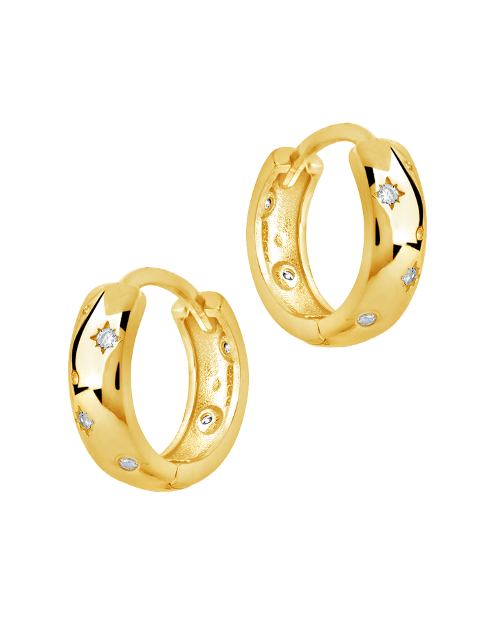 Greer CZ Burst Micro Hoop Earrings