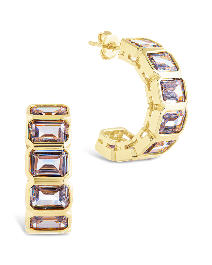 Nyssa Bezel CZ Station Hoop Earrings