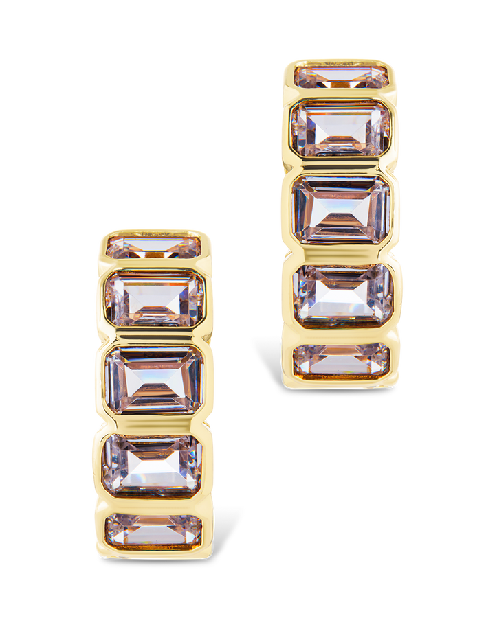 Nyssa Bezel CZ Station Hoop Earrings