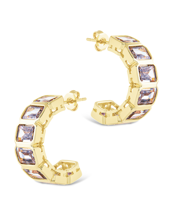 Nyssa Bezel CZ Station Hoop Earrings