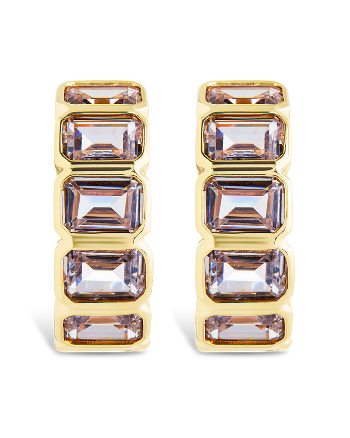 Nyssa Bezel CZ Station Hoop Earrings