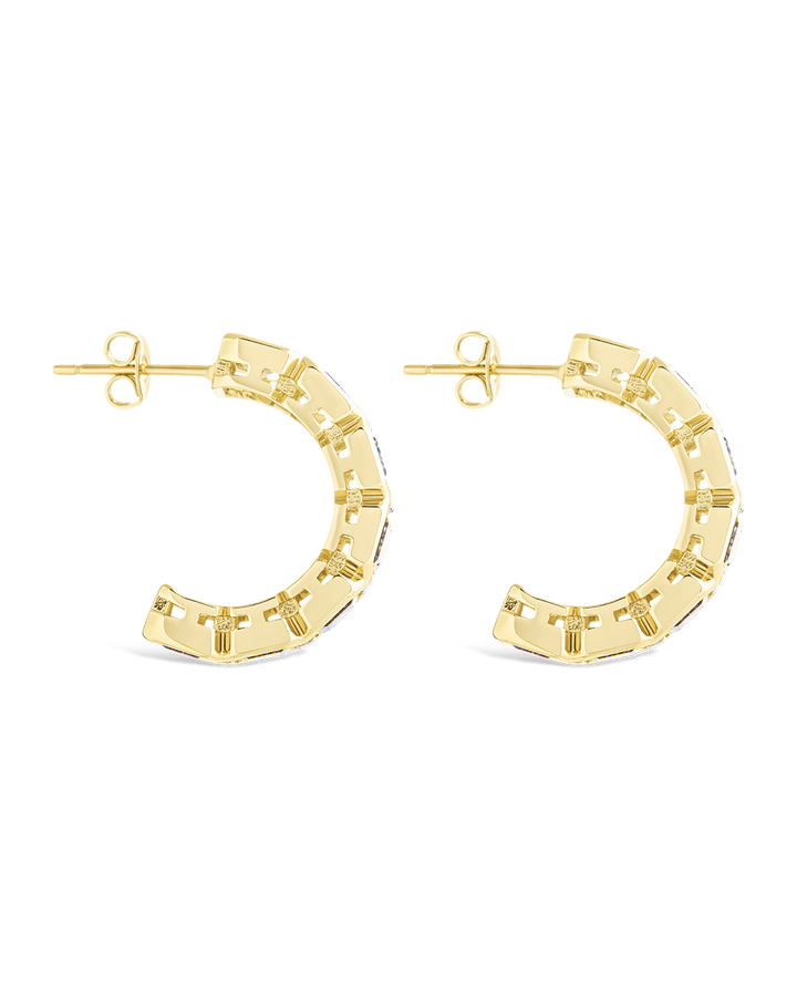 Nyssa Bezel CZ Station Hoop Earrings