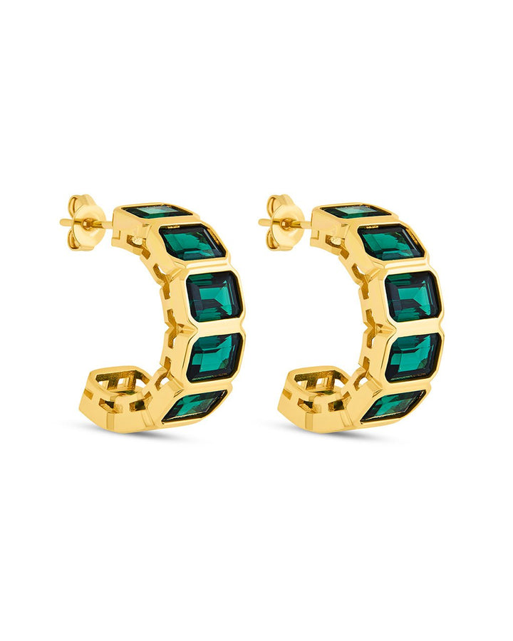Nyssa Bezel CZ Station Hoop Earrings