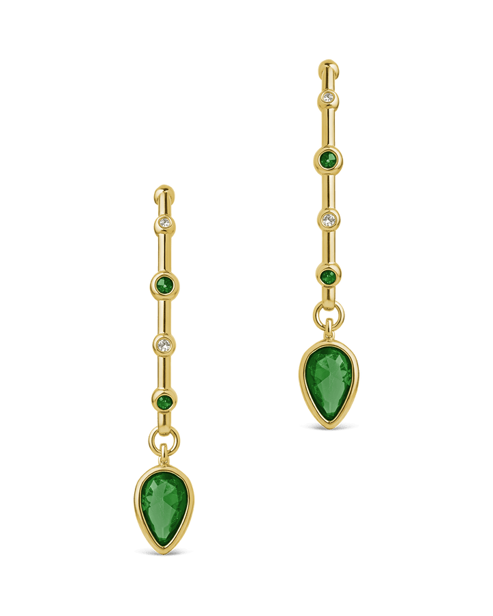Bezel CZ Station Hoop Earrings