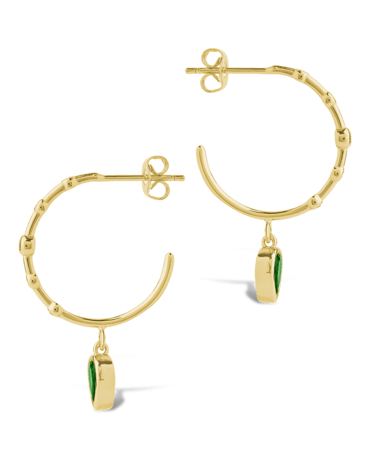 Bezel CZ Station Hoop Earrings