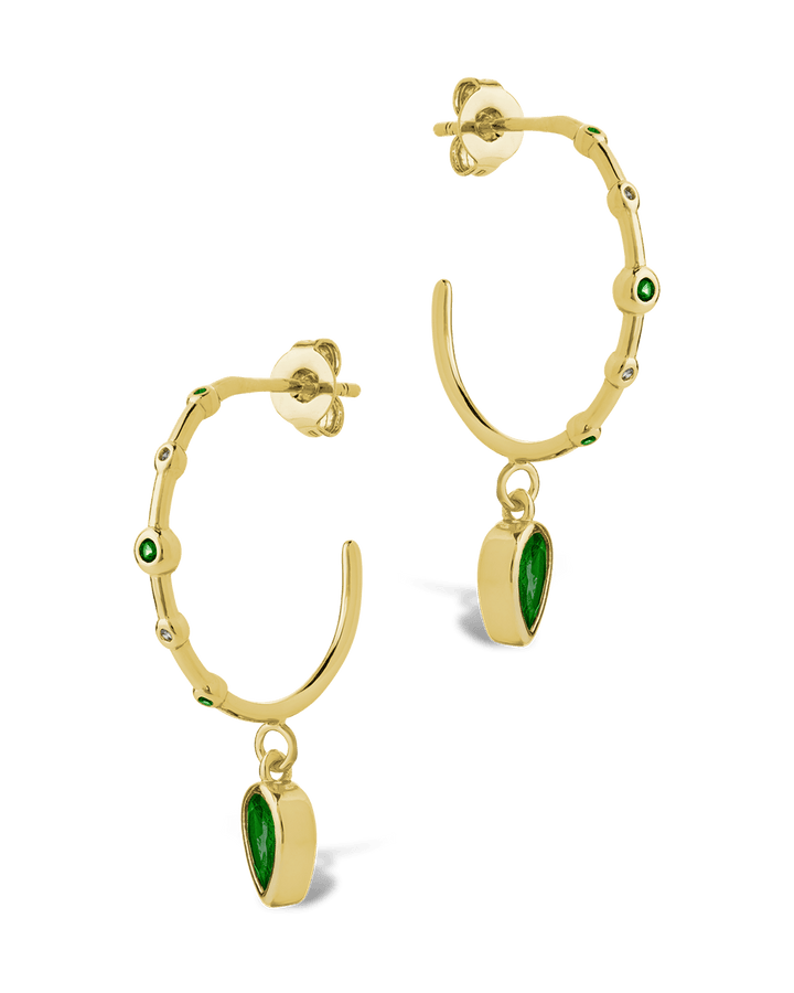 Bezel CZ Station Hoop Earrings
