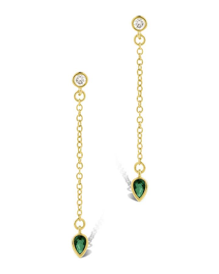 Delicate Chain Link CZ Drop Earrings