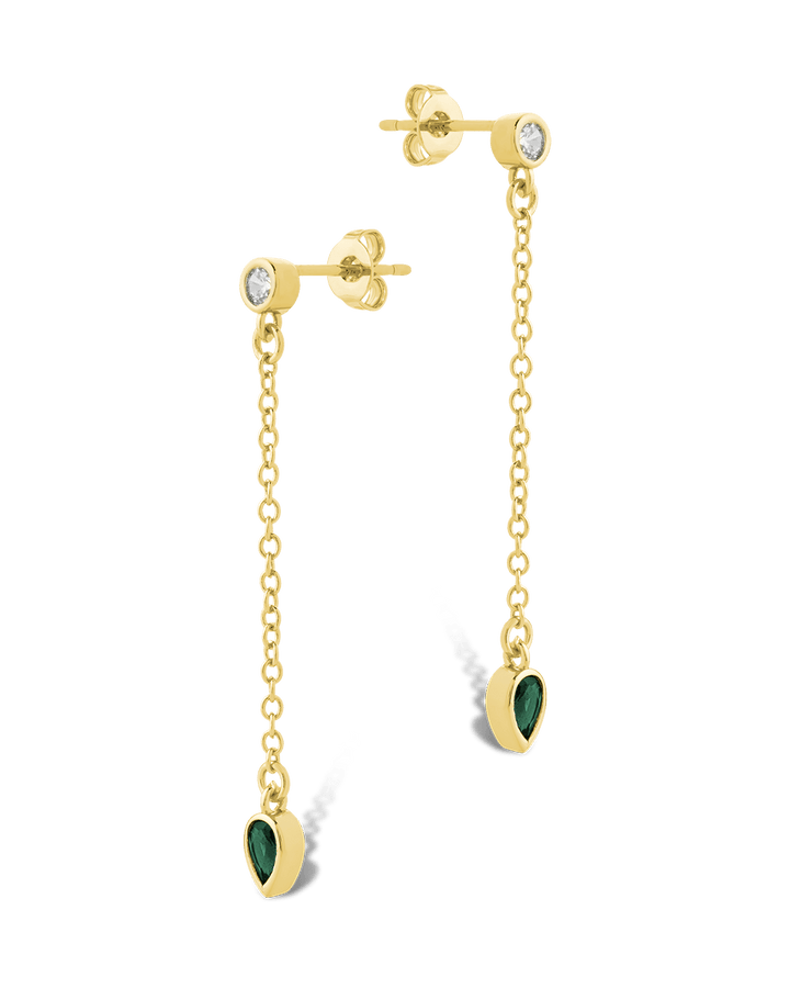 Delicate Chain Link CZ Drop Earrings