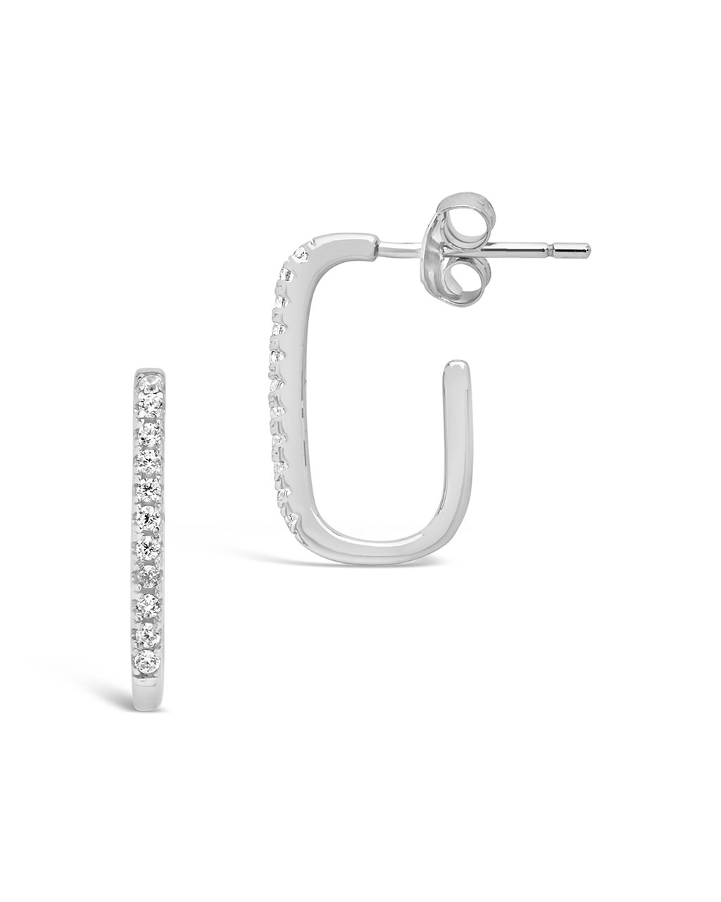 Sterling Silver CZ Hooked Hoops by Sterling Forever