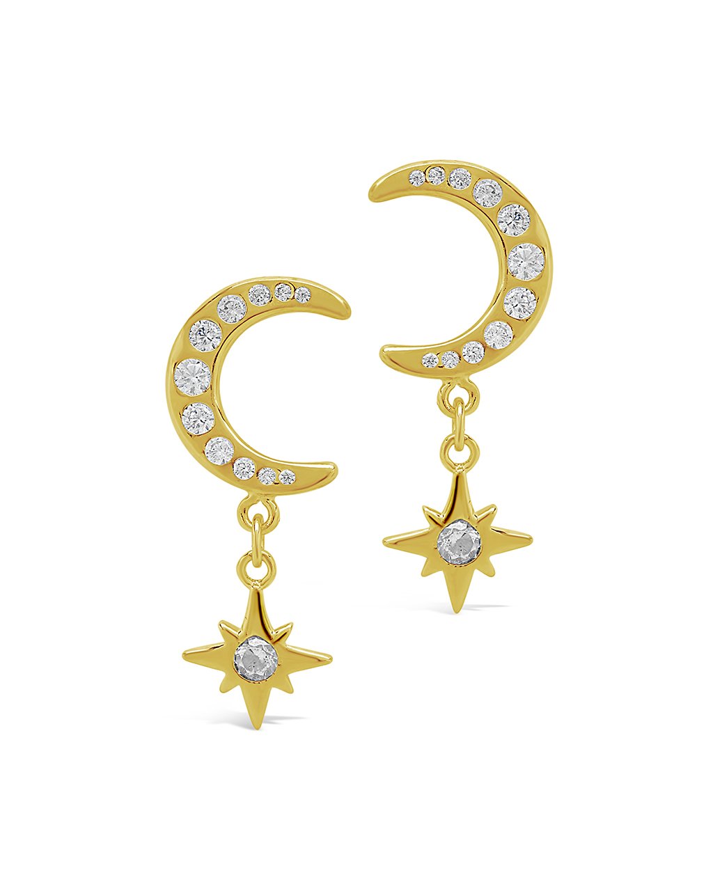 Crescent & Star Drop Studs
