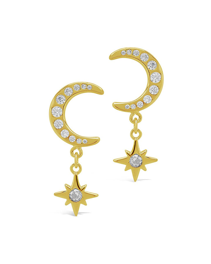 Crescent & Star Drop Studs