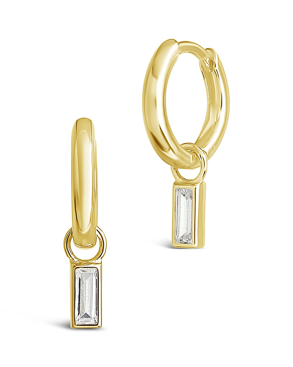 Baguette CZ Micro Hoops