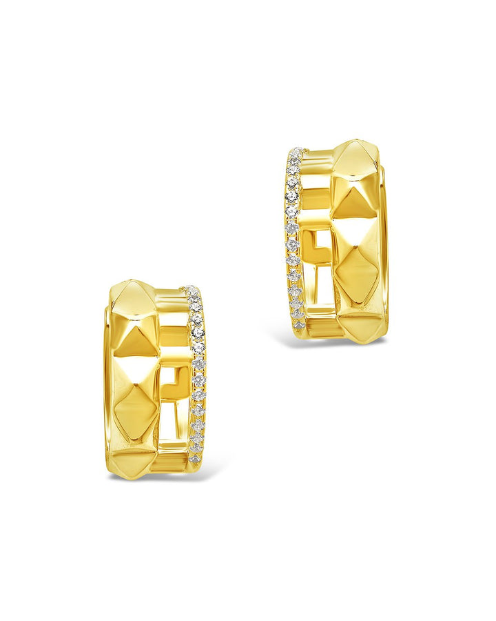 Sterling Silver Spike & CZ Micro Hoops by Sterling Forever