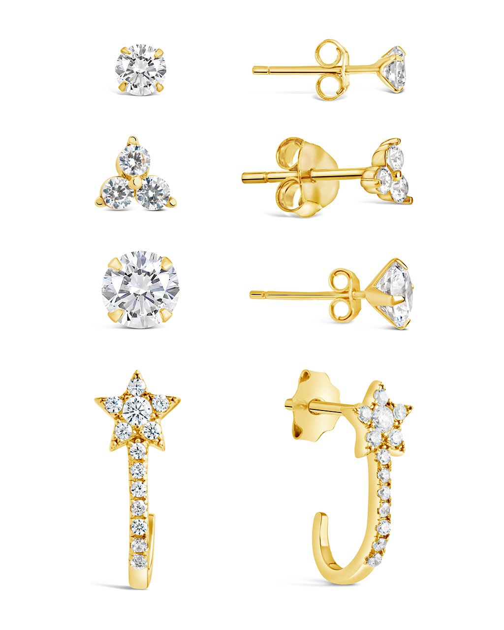 Everyday CZ Earring Set - 4 pc