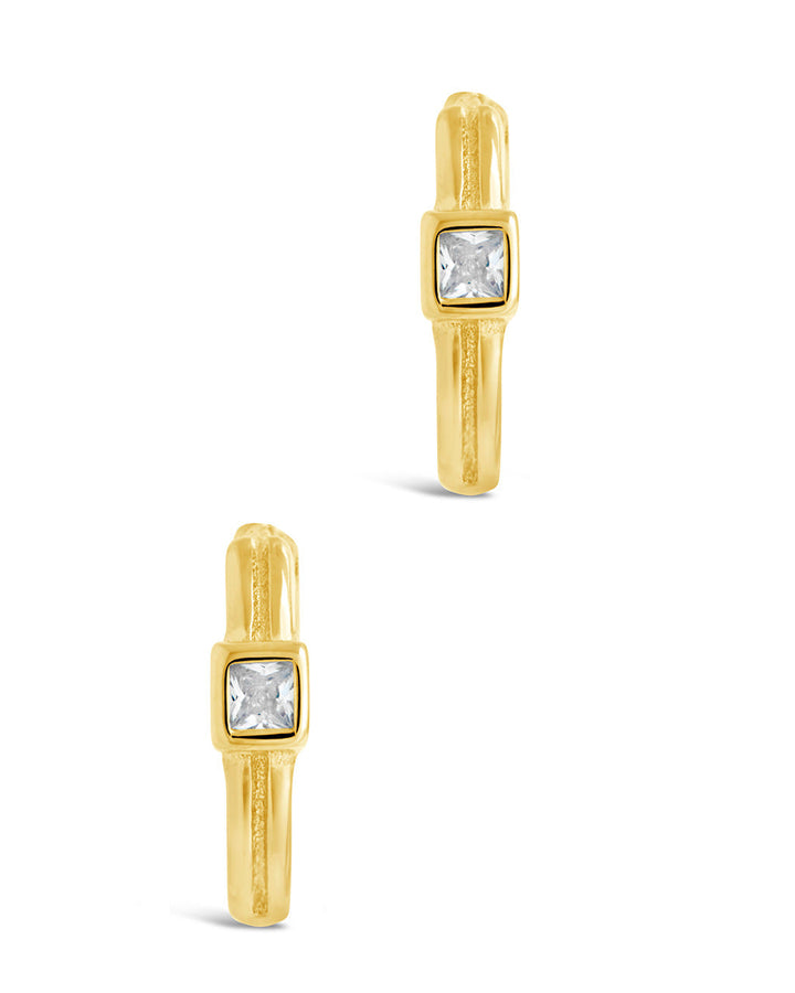 Sterling Silver Square Cut CZ Micro Hoop Earrings by Sterling Forever