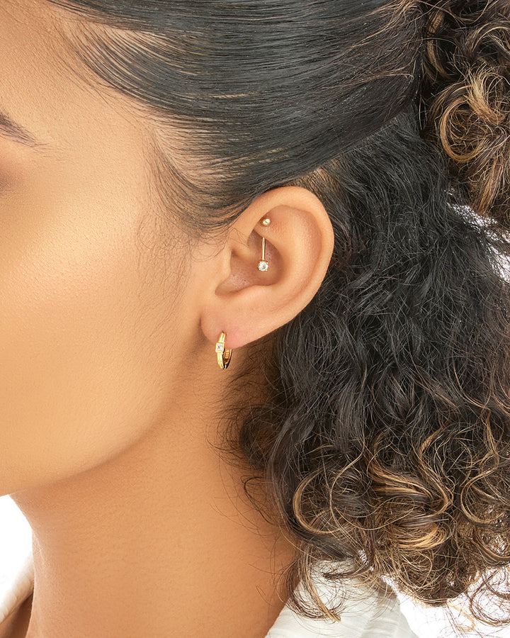 Sterling Silver Square Cut CZ Micro Hoop Earrings by Sterling Forever