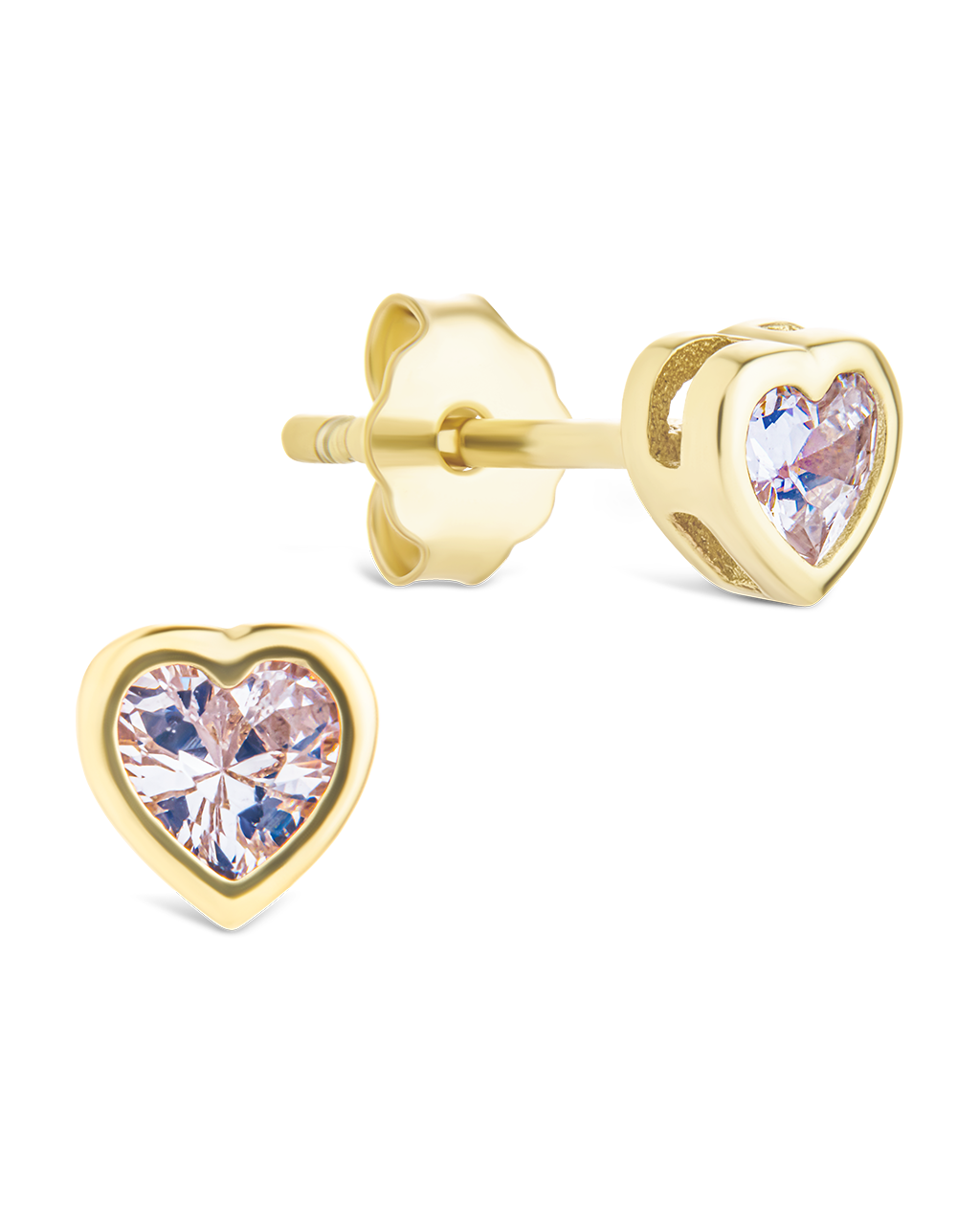 Bezel Set CZ Heart Studs