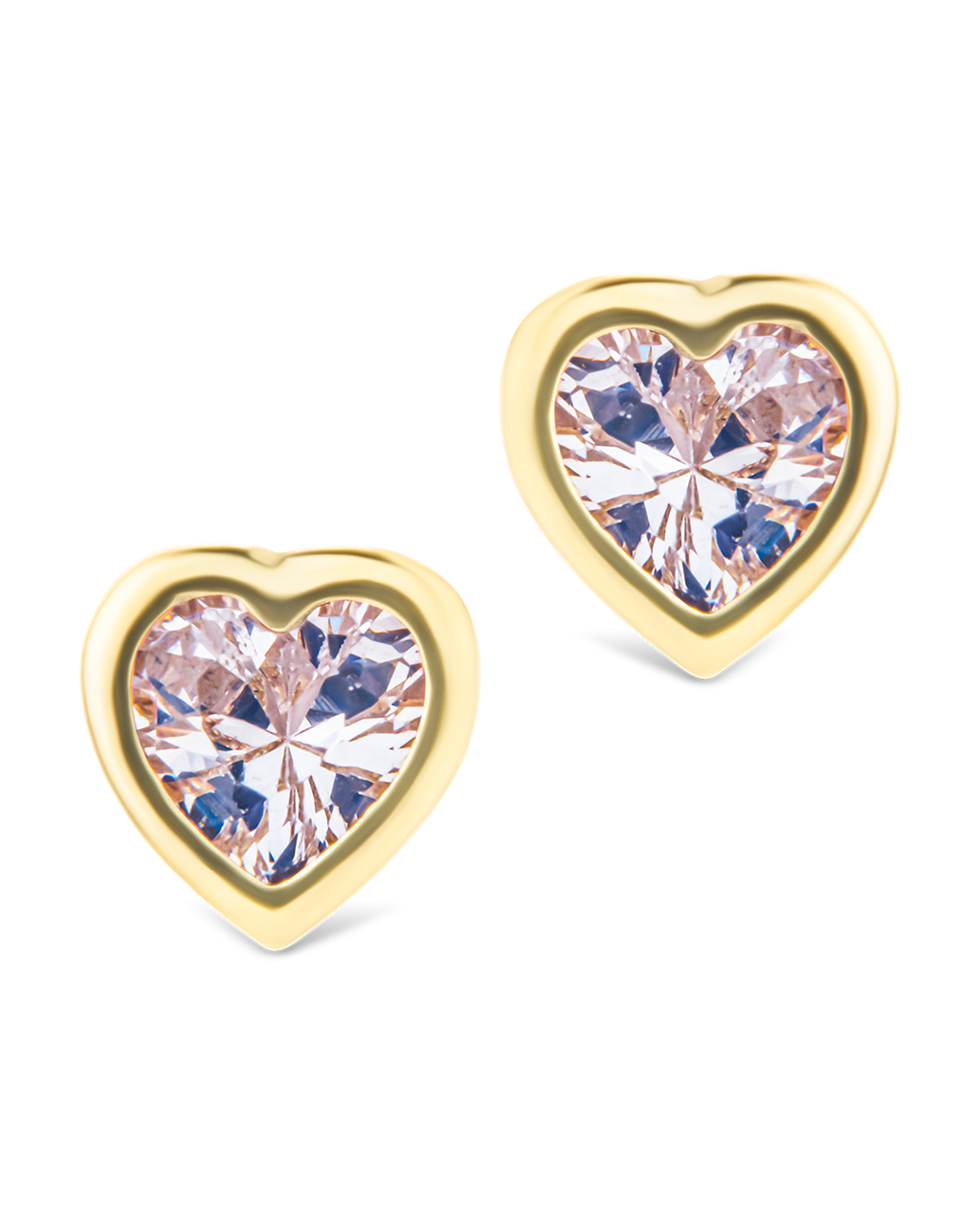Bezel Set CZ Heart Studs