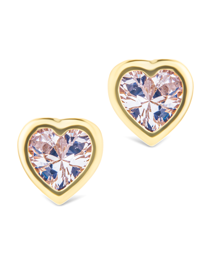 Bezel Set CZ Heart Studs