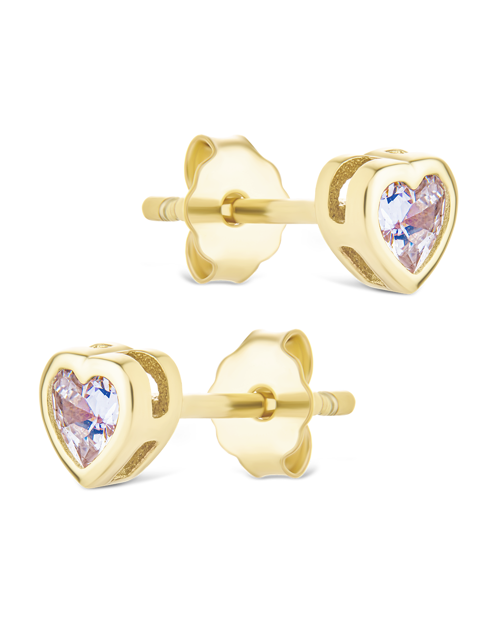 Bezel Set CZ Heart Studs